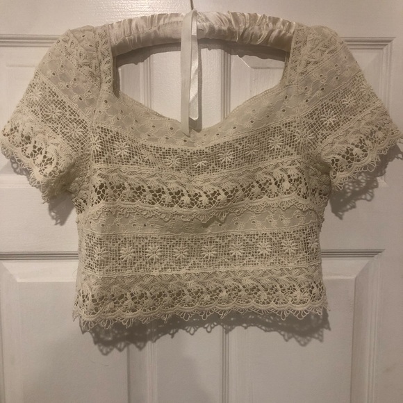 NWT Free People FP One Amelie Crochet Lace Top in Ivory sz S - Picture 3 of 4